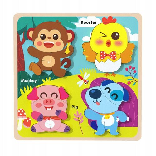 Puzzle animaux en bois Montessori Motricité fine Singe