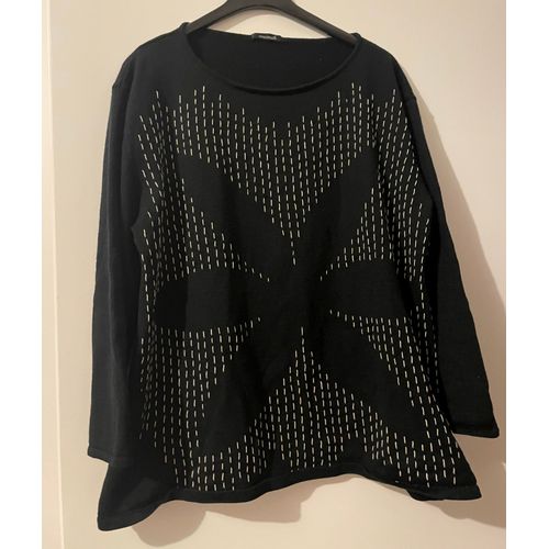 Pull Oversize Noir Animale Vintage Laine & Acrylique 50