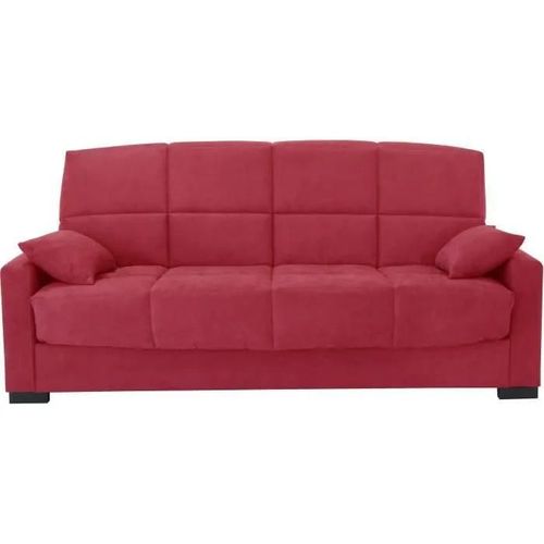 Clic Clac 3 Places Megan 14 - Tissu Soro Rouge - Avec Accoudoirs - Couchage 130x190 Cm - L223 X P96 X H103 Cm