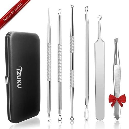 Extracteur Professional Pince À Épiler En Boîtier Cuir 6 Pièces Izuku 