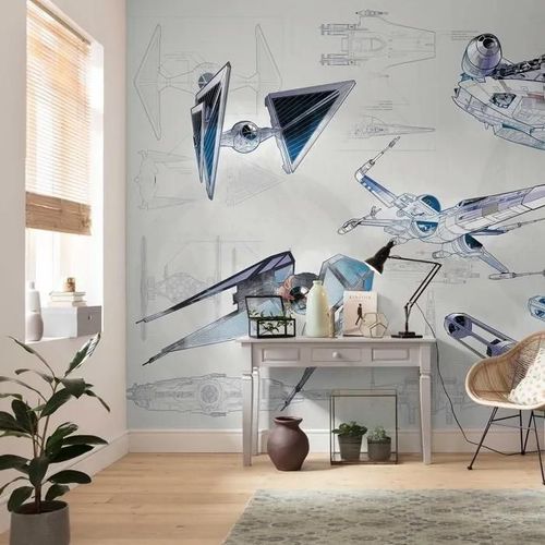 Komar DX8-078 Star Wars Blueprint Light Papier peint en non-tissé pour chambre d'enfant Motif Blueprint Light 400 x 280 cm