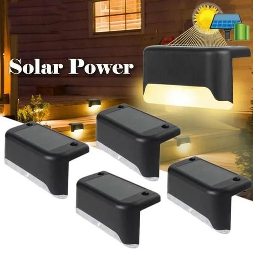 Lampe De Marche Installation Facile Petite Applique Murale À Led Étanche Ip55 Pour Clôture À Énergie Solaire Style-Black