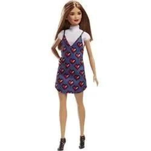 Barbie Fashionistas - Mattel - N°81 Robe À Coeurs - Bleu Rouge Blanc - Fille