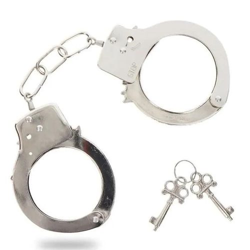 S Pleasures Metallic Cuffs Menottes Argenté Bondage Sextoys