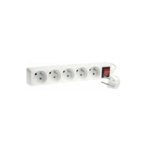 Multiprise - Bloc multiprise - 5 prises - Interrupteur - 1 m - Blanc