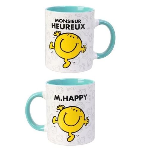 Mug Céramique 'monsieur Madame' Vert (M. Heureux - M. Happy) - 95x80 Mm [Q8994]