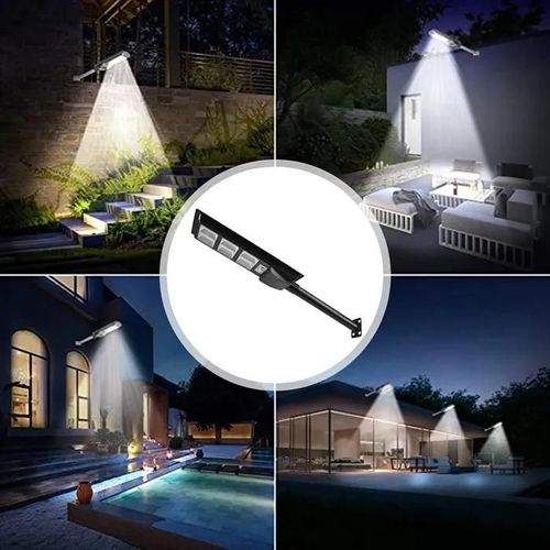 Lampadaires Solaires 324 Led Étanche Lampe De Jardin 120° 6000-7500k Applique Avec Télécommande Projecteur Extérieur