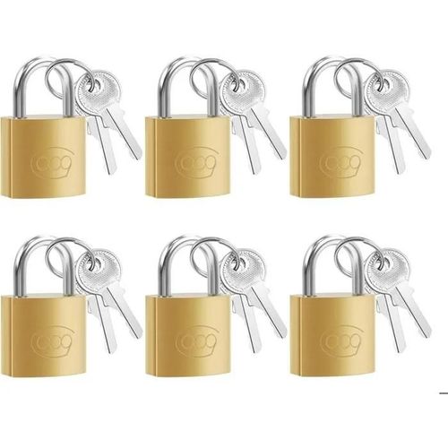 Lot de 6pcs Cadenas Casier avec 2 Clés, Mini Serrure Avec Clé 20 mm