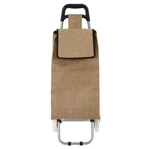 Chariot Shopping Caddie De Courses Avec 2 Roues Sac De Shopping En Jute H: 95cms