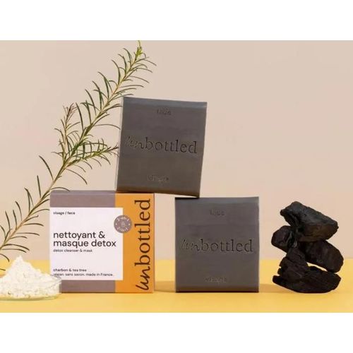 Unbottled - Savon Visage Nettoyant Et Masque Detox 90grs 2 En 1 Charbon Et Tea Tree 