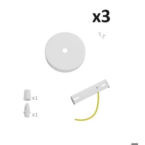 Piece Detachee Luminaire Pack De 3 Kit Mini Rosace Cylindrique Métallique Avec 1 Trou Central Blanc Matte Creative Cables