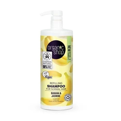 Organic Shop - Shampooing Repulpant Cheveux Normaux 1000 Ml - Banane Et Jasmin 