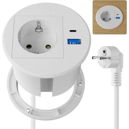 Prise Encastrable Plan de Travail USB C PD20W, Multiprise Electrique USB, Bloc Prise Escamotable pour Plan de Travail, Cuisine