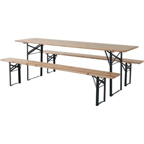 Table De Jardin Brasserie Pliante Avec 2 Bancs " Lisbonne " - 218 X 59,5 X 75 Cm - Marron