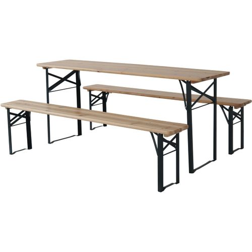 Table De Jardin Brasserie Pliante Avec 2 Bancs " Lisbonne " - 176 X 46 X 75 Cm - Marron