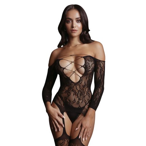 Bodystocking Criss Cross Neck Noir - Le Désir