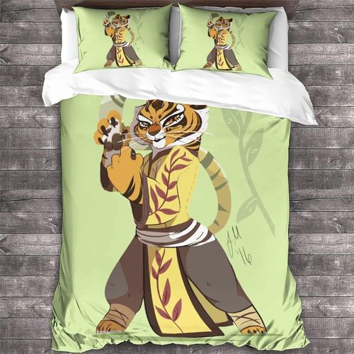 Kung Fu Panda Housse De Couette Animation D Parure De Lit Avec Fermeture ¨¤ Glissi¨¨Re Et Taies D'oreiller Pour Chambre D'enfants Adult 140*200 Cm