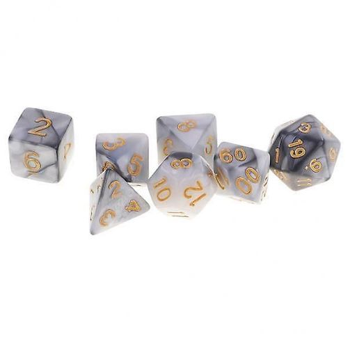 3x7 Pieces Polyhedral Dice For Dungeons And Dragons Rpg Board Game Grey White