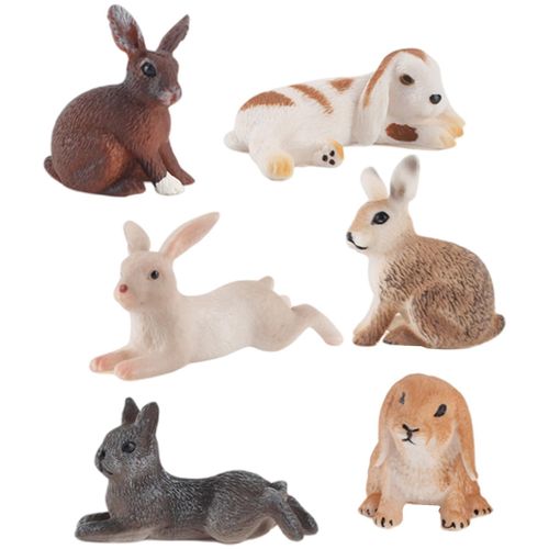 6 Pièces Réalistes Animaux Figure Lapin Jouet Pour Fête Favorise Cupcake Topper