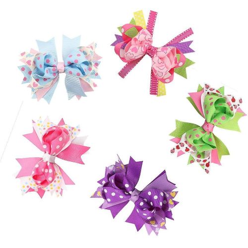 5pcs Dames Filles Ruban Bow Hair Clips Bowknot Barrette Couvre-Chef