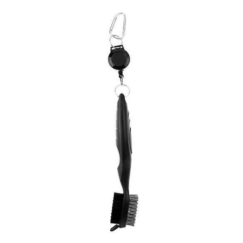 2x Double Sides Golf Club Brush Groove Cleaner With Retractable String Black