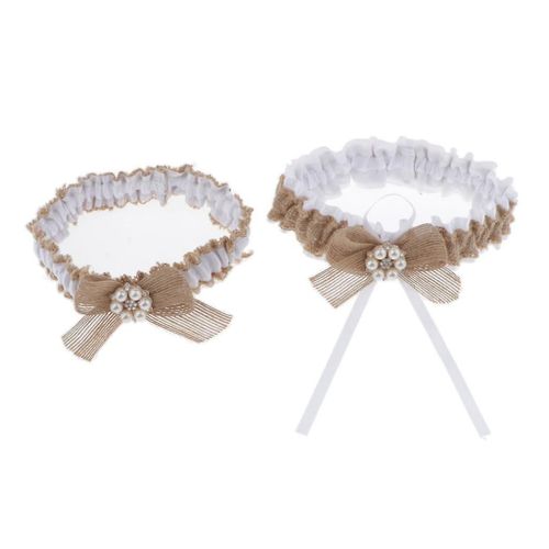 2 Pièces Femmes Dentelle Fleur Jambe Porte-Jarretelles Anneaux Marron