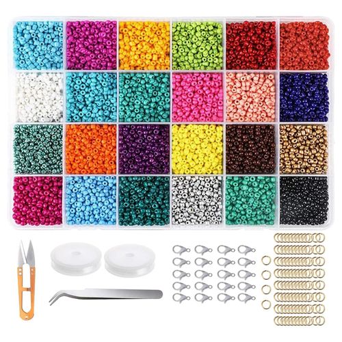 Perles De Rocaille En Verre Assorties 24 Couleurs Pour L¿Artisanat De Fabrication De Bijoux 16000pcs 2mm