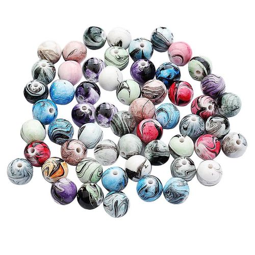 100 Pièces Assorties Lavage Peinture Résine Perles D¿Espacement Pour La Fabrication De Bijoux 6mm