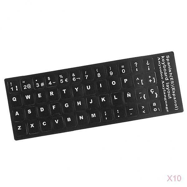 10x Lettres Blanches Espagnoles Autocollants de Clavier Ordinateur ...