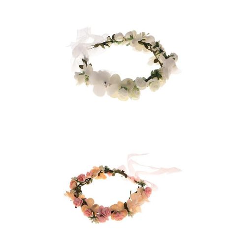 2pcs Boho Girl Floral Crown Flowers Headbands Hair Garland Wedding Headpiece