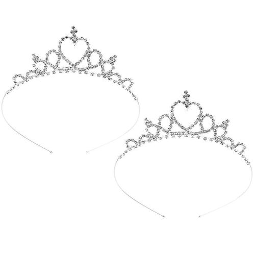 Kids Girl Crystal Wedding Headband Crown Tiara Heart-Shape Silver Hair Band