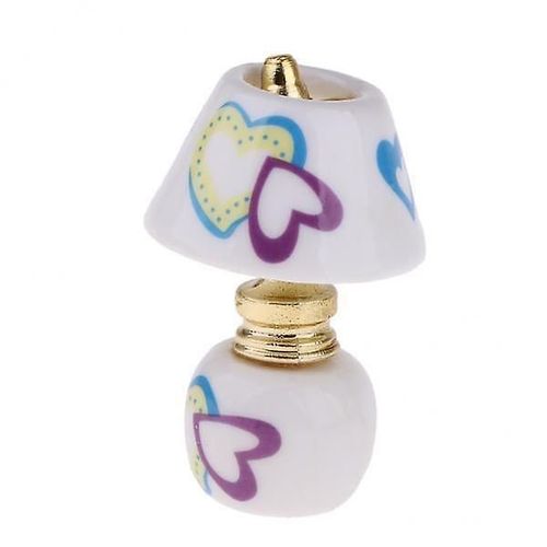 2x1/12 Maison De Poupée Miniature Meubles Porcelaine Lampe De Chevet Lampe De Bureau Lumière I