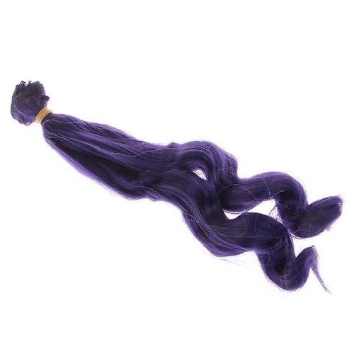 2x25cm Diy Perruques De Cheveux Bouclés Pour Poupée 1/3 1/4 1/6 Bjd Violet Foncé