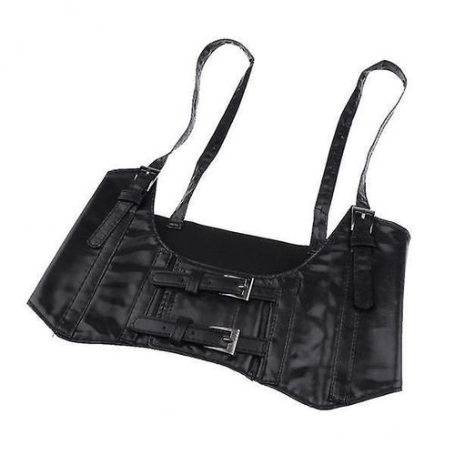 2xfashion Leather Steampunk Sexy Underbust Waist Belt Corset Black