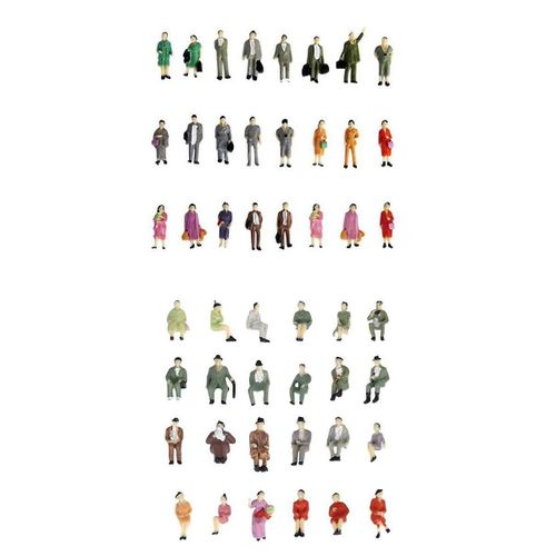 100 Piece Colorful 1/87 Ho Scale People Mini Train Layout Fairy Garden Decor