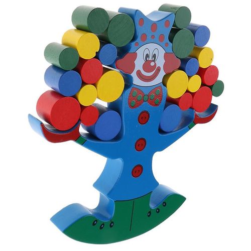 Clown Block Stack Up Balance Game Wooden Education Toy Baby Kids Fun Play
