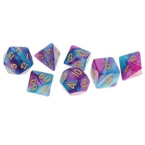 3x7 Pieces Polyhedral Dice For Dungeons And Dragons Rpg Board Game Purple Blue