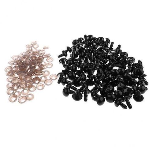 2x100 Pièces Noir En Plastique Yeux De Sécurité Avec Dos Pour Poupées Bricolage Fabrication 12mm