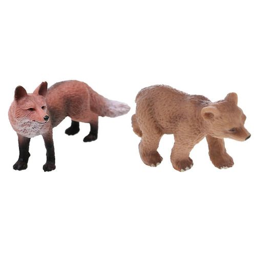 Réaliste Red Lowrie + Little Brown Bear Wildlife Animal Model Jouet Pour Enfants