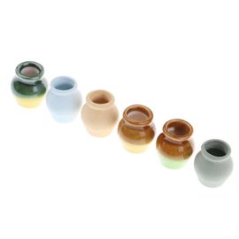 6 Pièces 1/12 Échelle Maison De Poupée Miniature Vase En Porcelaine Vases Multicolores