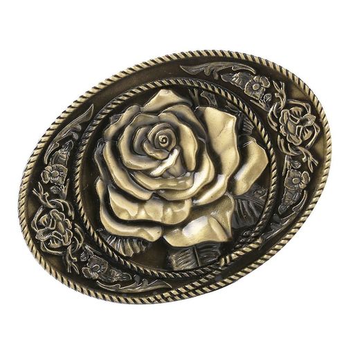 Antique Bronze Western Floral Belt Buckle Indian Cowboy Costume Accessoires 02