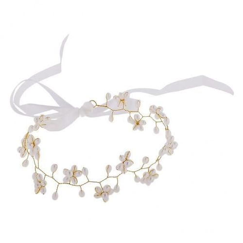 2xelegant Lady Girls Crystal Cluster Pearls Headband Ribbon Hair Accessories