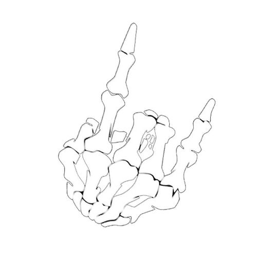 Unique Squelette Squelette Os Doigt Flipping Off Voiture Decal / Autocollant Blanc