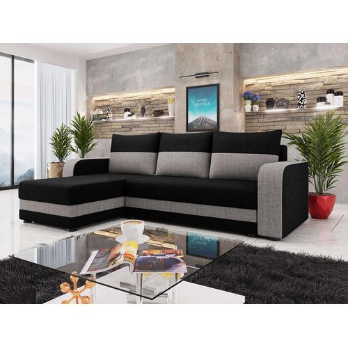 Canapé D'angle Convertible Réversible Harvey En Tissu - Canapé Lit - Sofa Gris 4 Places - Angle Droit - Ou Gauche - Salon