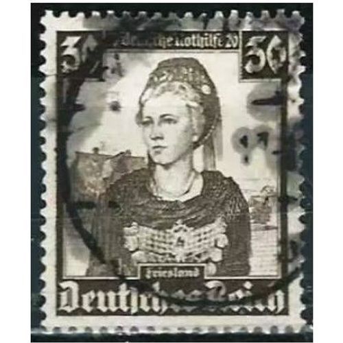 Allemagne, 3eme Reich 1935, Beau Timbre Yvert 555, Costumes Régionaux, Costume Et Coiffe De Frise, Oblitere, Tbe, Cote 22.5euros.