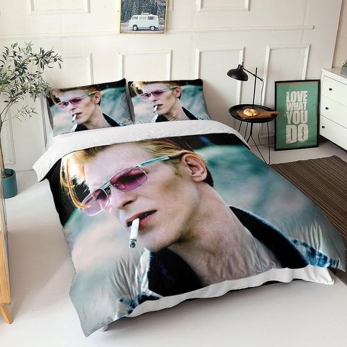 David Bowie Housse De Couette Rock 'n' Roll Chanteuse D Parure De Lit Avec Fermeture ¨¤ Glissi¨¨Re Et Taies D'oreiller Pour Chambre D'enfants Adultes Double£¨Xcm£© 220 X 240 Cm