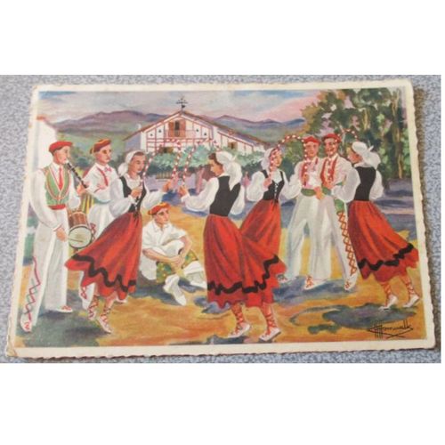 Carte Postale Ancienne De La Série En Parcourant Le Pays Basque - Danse Des Arceaux D'après Le Groupe D'art Basque Oldarra-Biarritz - Editions Gaby N°25 - Au Verso Une Correspondance Écrite En 1953