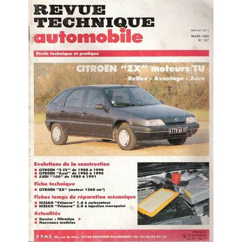 Revue Technique Automobile  N° 537 : Citroen Zx Mot. Turbo Reflex/Avantage/Aura