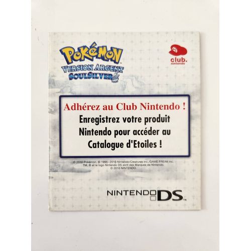 Carte Club Nintendo Quasiment Non Grattée, Pokemon Version Argent Soulsilver