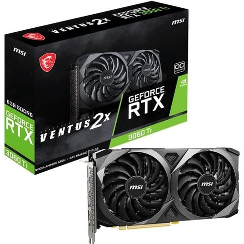 MSI RTX 3060 TI Ventus 2X 8G OC V1 LHR Carte Graphique NVIDIA GeForce RTX 3060 Ti 8 Go GDDR6 Gris